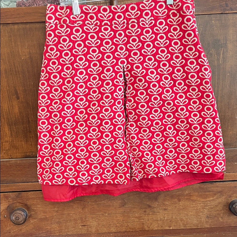 Boden Red and Cream Engineered Loop Pattern Skirt